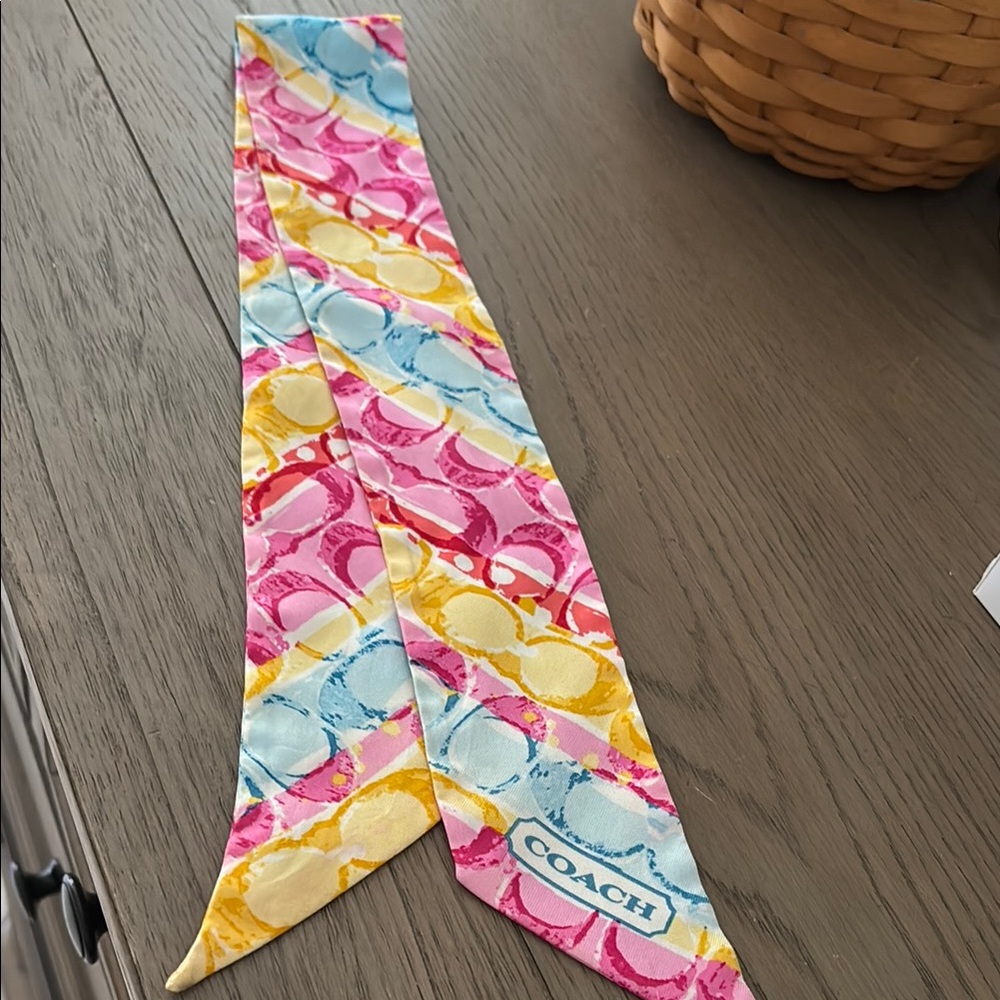 Coach Colorful Silk Scarf with Logo